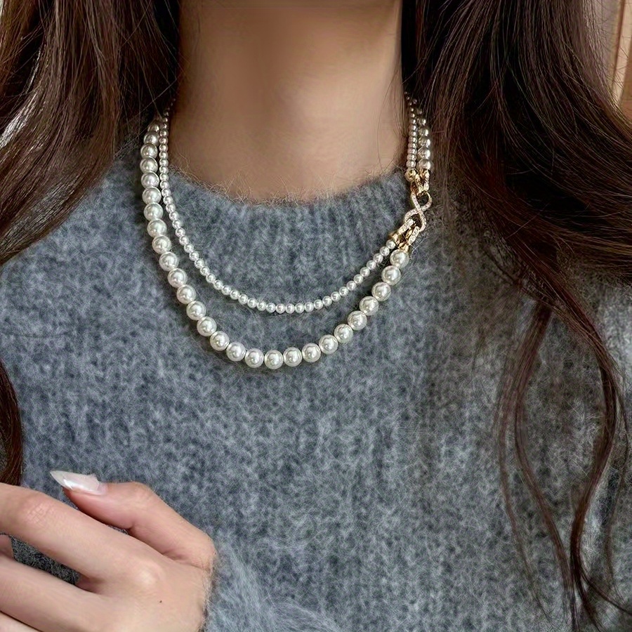 Vintage Shell Necklace with December Birthstone - Double Layer Design